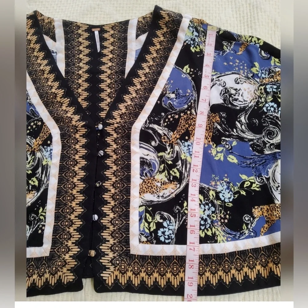 Free People Catch Me If You Can Boho Hippie Blouse Size Medium - Picture 5 of 12